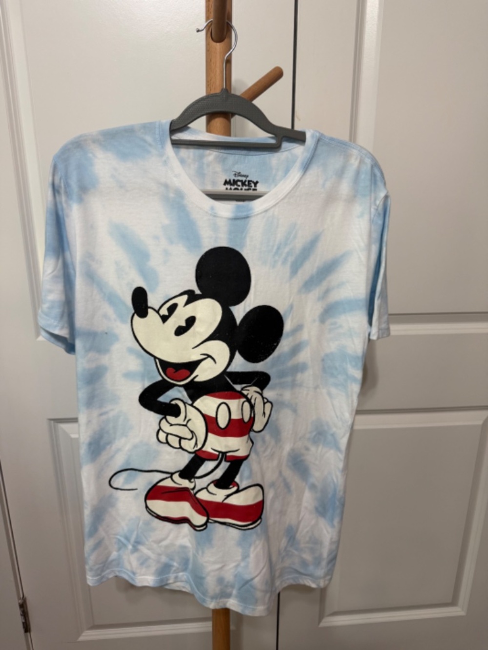 Disney Mickey Mouse Blue Tie Dye Graphic Tee Size M Mens NWT